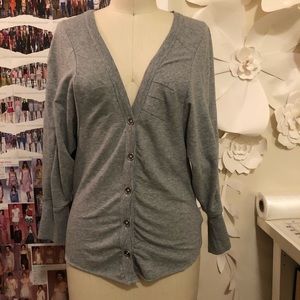 Free People Grey 3/4 Sleeve Cardigan w buttons